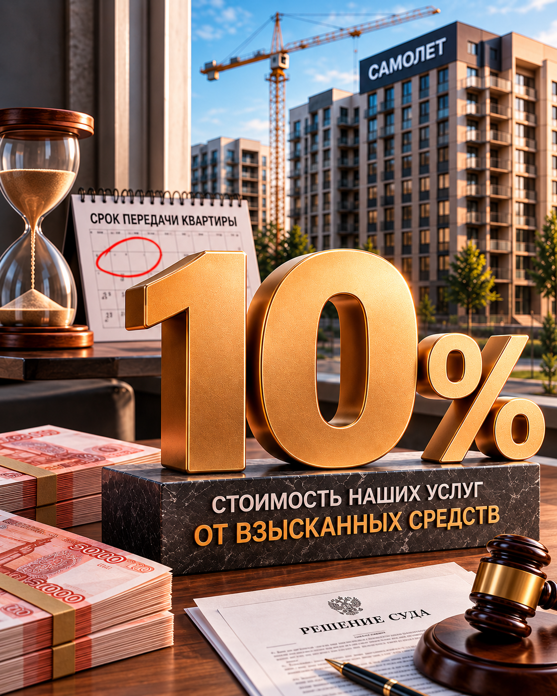 Услуги по взысканию неустойки всего за 10% от взысканных средств